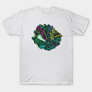 Leaf Tropical Jungle Forest Black T-Shirt